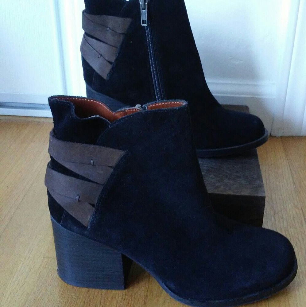 MIA Heritage Black Suede Leather Strap Booties